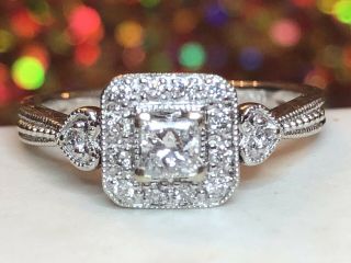 ESTATE VINTAGE 14K WHITE GOLD DIAMOND RING DESIGNER SIGNED LJ ENGAGEMENT WEDDING 12