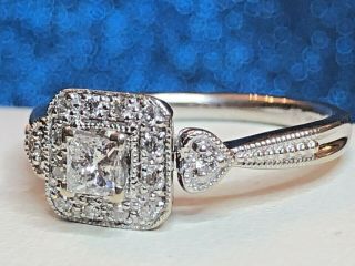 ESTATE VINTAGE 14K WHITE GOLD DIAMOND RING DESIGNER SIGNED LJ ENGAGEMENT WEDDING 2
