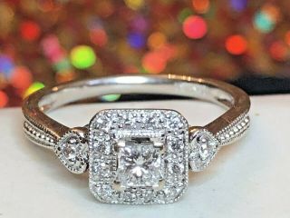 ESTATE VINTAGE 14K WHITE GOLD DIAMOND RING DESIGNER SIGNED LJ ENGAGEMENT WEDDING 3