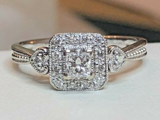 ESTATE VINTAGE 14K WHITE GOLD DIAMOND RING DESIGNER SIGNED LJ ENGAGEMENT WEDDING 5