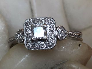 ESTATE VINTAGE 14K WHITE GOLD DIAMOND RING DESIGNER SIGNED LJ ENGAGEMENT WEDDING 9