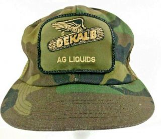Vintage Dekalb K Products Camouflage Snapback Hat Trucker Cap Patch Usa