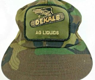 Vintage Dekalb K Products Camouflage Snapback Hat Trucker Cap Patch USA 4
