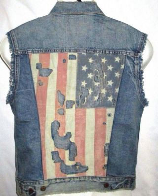 Mens Denim & Supply Ralph Lauren Denim Jean Vintage Distressed Vest Size S