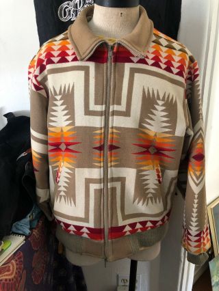 Pendleton Blanket Western Vintage Wool Mens Jacket Aztec Native Indian Large