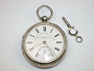 English Massive Sterling Silver Open Face Pocket Watch.  67j