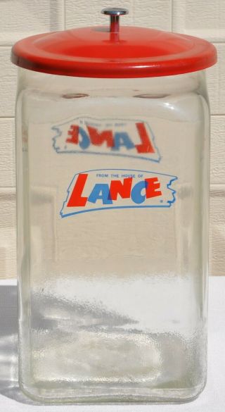 Rare Vintage Large Lance Glass Cracker Jar Store Counter Display 14 1/2 " Tall