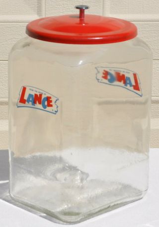 Rare Vintage Large Lance Glass Cracker Jar Store Counter Display 14 1/2 