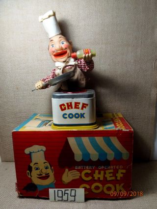 Vintage Tin Toy - Chef Cook,  W/original Box.  Made In Japan