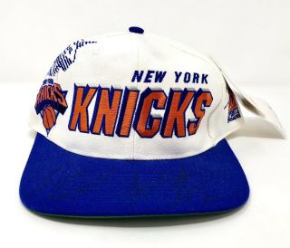 Autographed Vintage 90s Sports Specialties Nba Ny Knicks Shadow Snapback Hat Cap