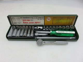 S - K Sk Tools Supersaver 1/4 " Dr.  21pc Socket Set No.  4921 - 79 Vintage Made In Usa