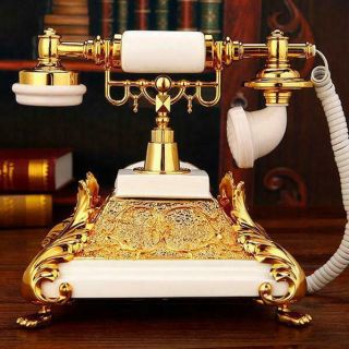 European Vintage square fixed phone antika resin Antique Landline Telephone 2
