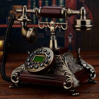 European Vintage square fixed phone antika resin Antique Landline Telephone 6
