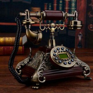 European Vintage square fixed phone antika resin Antique Landline Telephone 7