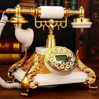 European Vintage square fixed phone antika resin Antique Landline Telephone 8
