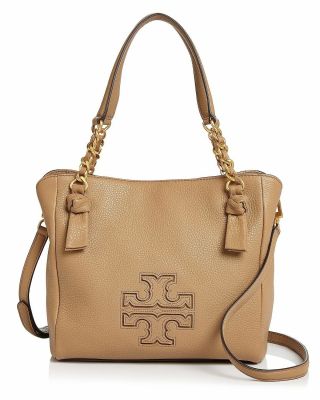 Nwt Tory Burch Harper Small Leather Satchel Vintage Camel/gold