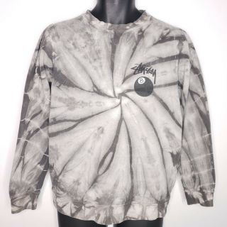 Stussy Sweatshirt Vintage 90s Eight 8 Ball Tie Dye Made In USA Gray Size Medium 2