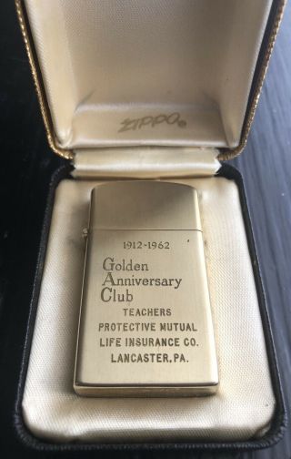 1962 10k Gold Filled Vtg Zippo Lighter Advertising Lancaster Pa Mib Unfired Ad