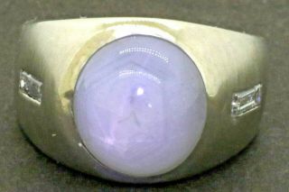 Vintage Heavy 14k Wg 10.  25ctw Vs1/f Diamond/11.  9 X 11mm Star Sapphire Pinky Ring