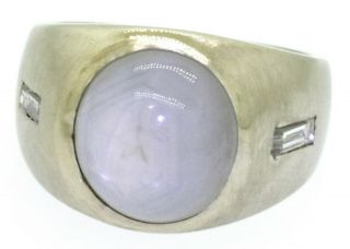 Vintage heavy 14K WG 10.  25CTW VS1/F diamond/11.  9 X 11mm Star sapphire pinky ring 2