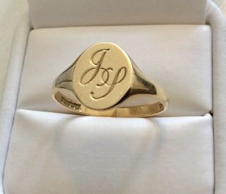 Good Gents Vintage Solid 9 Carat Gold (initials Ring) See Photos (size Y)