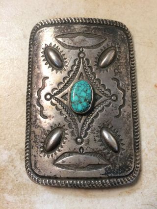 Vintage Old Pawn Navajo Sand Cast Sterling Silver Turquoise Bolo 104.  3 Grams