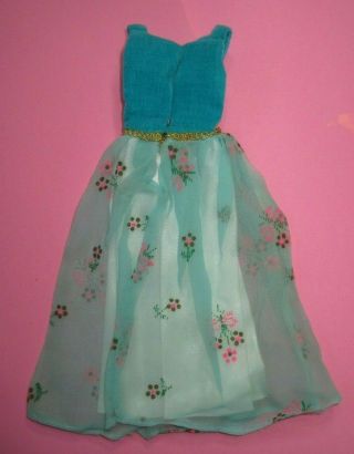 Vtg Barbie LET ' S HAVE A BALL 1879 Turquoise Velvet Chiffon Dress Gown 2