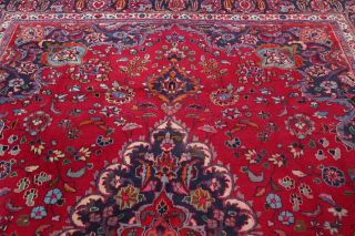 VINTAGE Traditional Floral RED Kashmar Area Rug Hand - Knotted WOOL Carpet 8x11 4