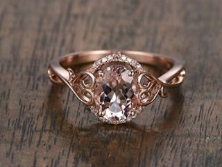 1.  25ct Oval Cut Pink Morganite Vintage Engagement Ring In 14k Rose Gold Over