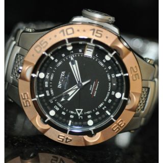 Invicta Mens Rare Subaqua Noma V Swiss Auto Gmt Black Dial Steel Watch 12872
