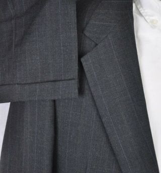 42s Vtg Botany 500 Gray Pinstripe Suit - 2btn Vent Blazer - Cuffs 2pleats Suspender