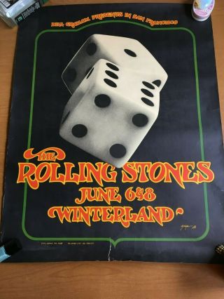 The Rolling Stones Authorized Vintage Winterland Concert Poster 1972