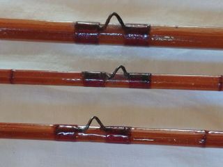Vintage 3 Pc Bamboo Fly Rod (2) Tip Ends w Case H L LEONARD MILLS ENGRAVED 2 5