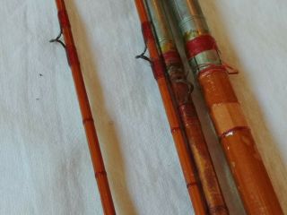 Vintage 3 Pc Bamboo Fly Rod (2) Tip Ends w Case H L LEONARD MILLS ENGRAVED 2 6