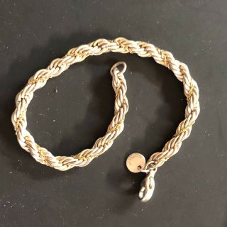 Tiffany & Co Sterling Silver 18kt Gold Rope Cable Chain Bracelet 7 " 5mm Vintage
