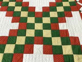 Early c 1870s PA Irish Chain QUILT Antique Mustard Yellow Quilting 4