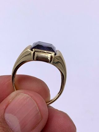 Vintage 10k Yellow Gold Synthetic Stone Men ' s Ring 9 3/4 6