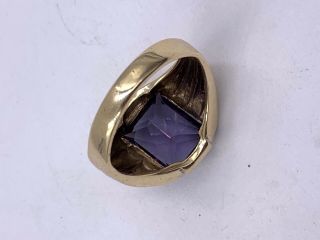 Vintage 10k Yellow Gold Synthetic Stone Men ' s Ring 9 3/4 8