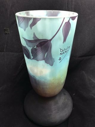 Masterpiece Antique Daum Nancy Cameo Glass Vase France 11 3/8” Rare 2
