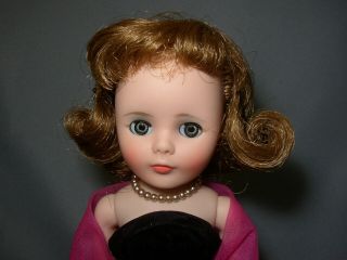 Vintage 10 1/2” American Character Toni Doll In Black Velvet Jumpsuit