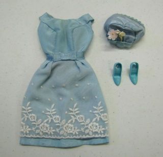 Vtg.  Barbie Doll 1966 " Reception Line " 1654 Complete Orig Outfit Blue Hat Dress