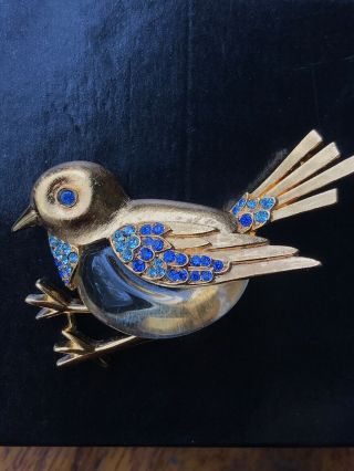Trifari Gold Alfred Philippe Jelly Belly Sparrow Bird Brooch Rare Vintage Signed
