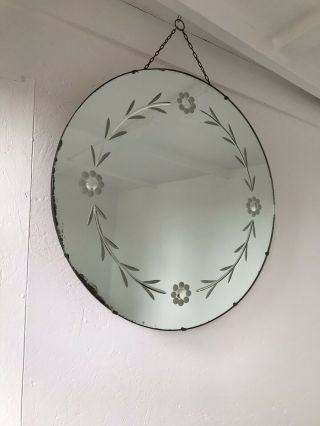 Vintage Frameless Round Mirror Lovely Mirror Art Deco Round Scalloped Mirror