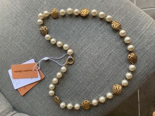 Authentic Vintage Classic Chanel Gold Cc Pearl Necklace