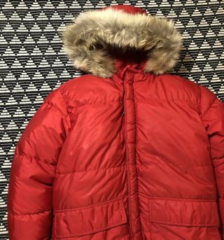 Vintage Eddie Bauer Kara Koram Goose Down Winter Jacket Fur Hood Red 1950s M/L 3
