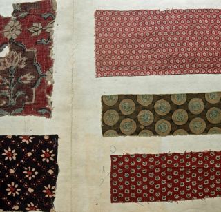 1870s Japanese Fabric Sample Book : Western Printed Cotton,  Indian Chintz,  Batik 11