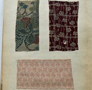 1870s Japanese Fabric Sample Book : Western Printed Cotton,  Indian Chintz,  Batik