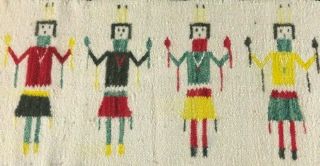 Navajo Yei Rug,  Native American Indian Weather Deities Western Us Vtg Antique