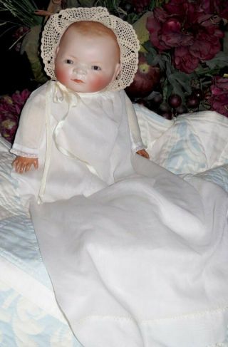 Antique Grace Putnam 14 " Bisque Head Bye - Lo Doll W/celluloid Hands/orig.  Gown