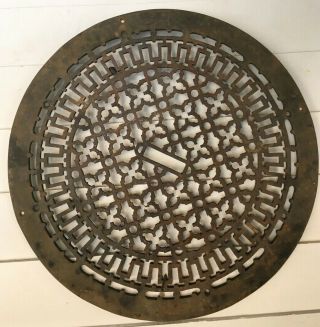 Antique Vtg 1800’s Cast Iron Round Heating Grate 22 "
